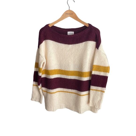 Sezane Burgundy and Cream Striped Sweater - Picture 2 of 16
